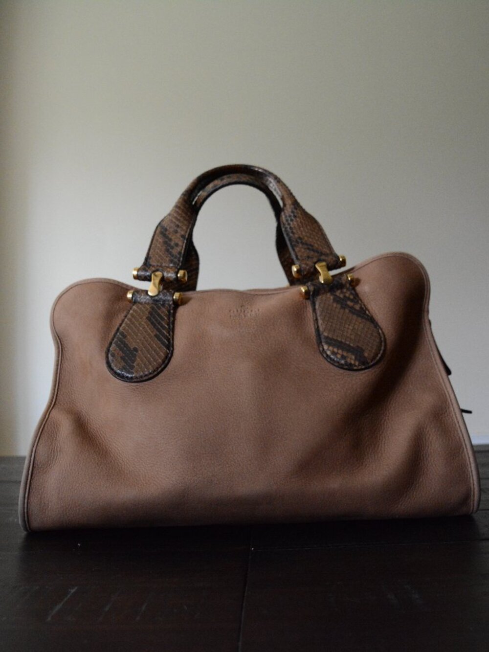 Gucci Boston Bag with Python Leather Top Handle
